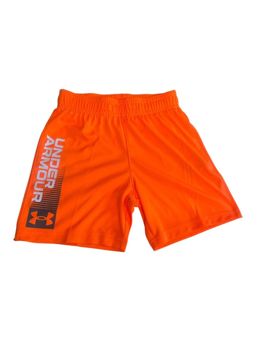 Under Armour Neon Orange Boys Performance Tech Wordmark Shorts